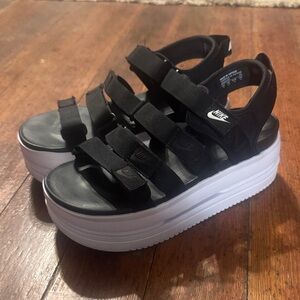Nike Black and White Platform Sandals